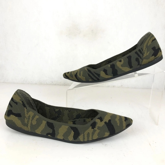 Steven Steve Madden Reed Green Black Camo Knit Pointed Toe FlatsWomen's Size 7🌴 - Picture 2 of 6